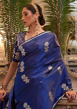 Cloud Burst Blue Zari Woven Banarasi Silk Saree