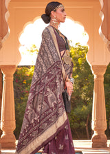 Burnished Purple Handloom Soft Silk Saree