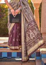 Burnished Purple Handloom Soft Silk Saree