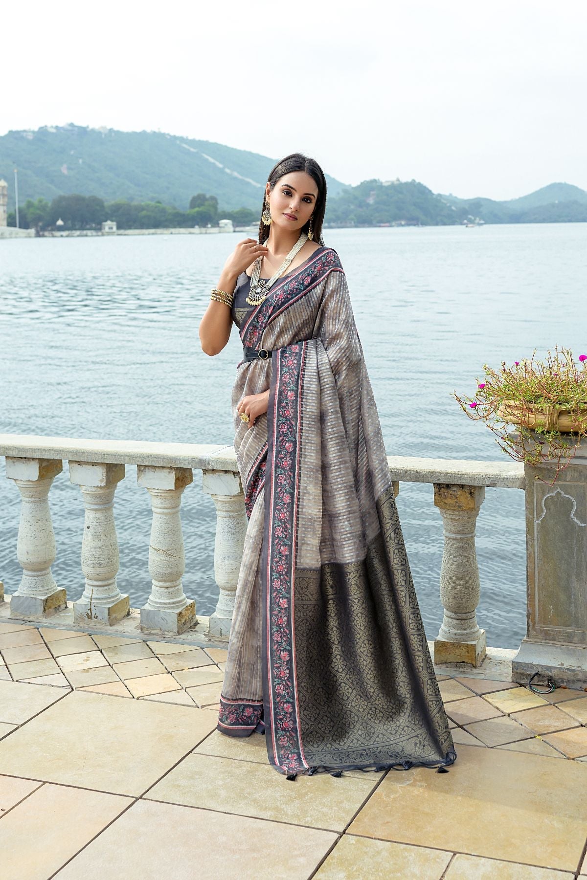 Buy MySilkLove Mid Grey Cotton Silk Saree Online