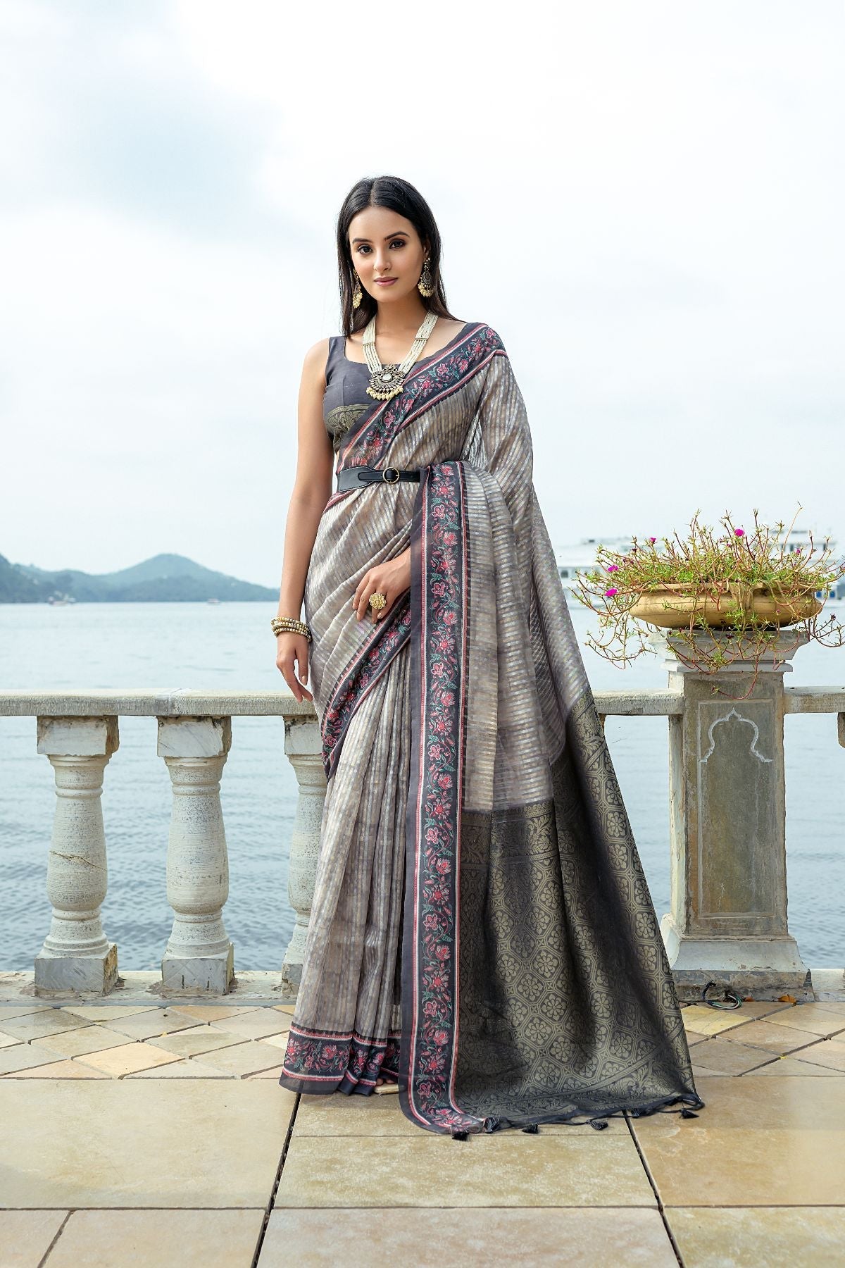 Buy MySilkLove Mid Grey Cotton Silk Saree Online