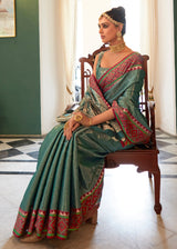 Mineral Green Woven Kanjivaram Silk Saree