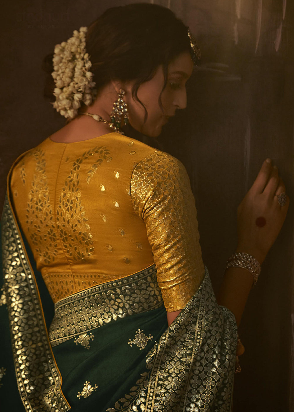 Buy MySilkLove Mallard Green Woven Designer Banarasi Silk Saree Online