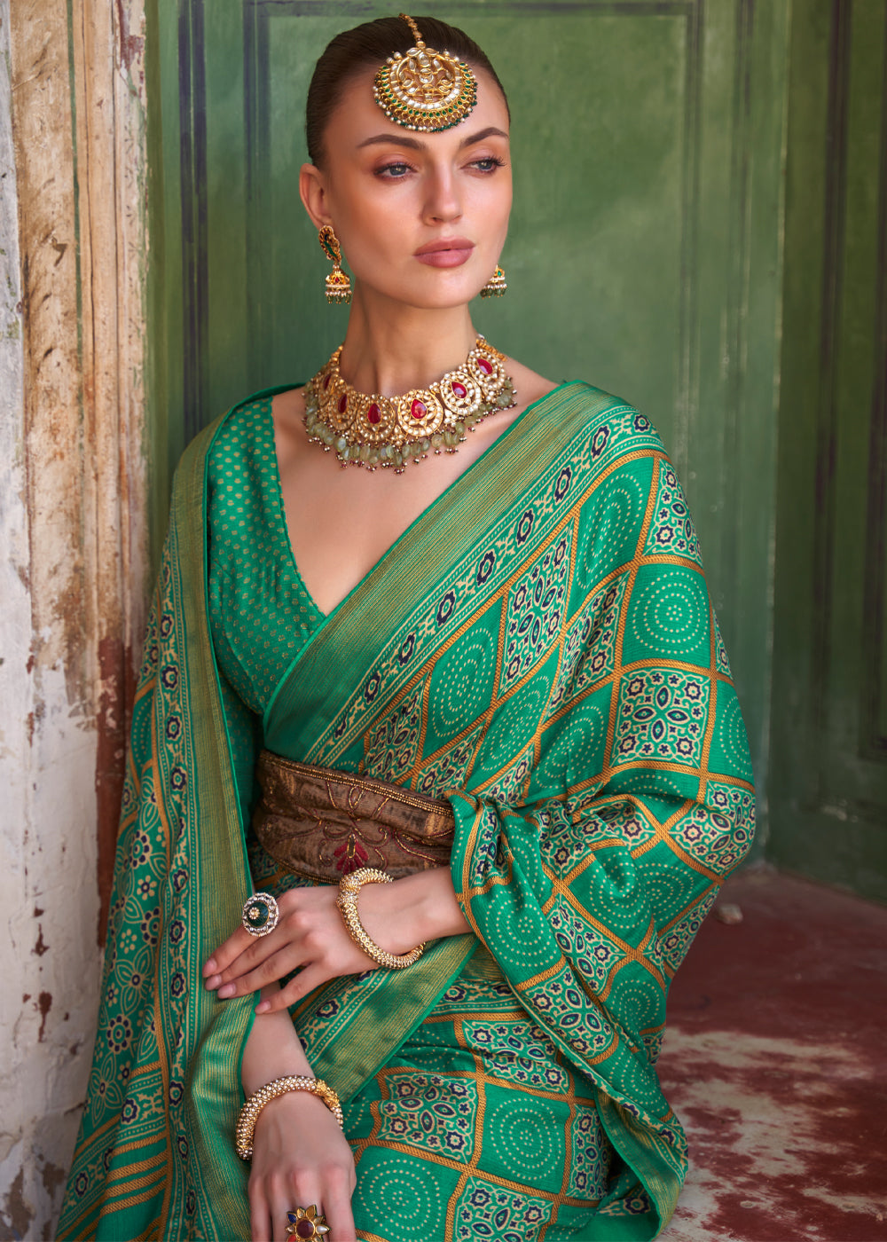 MySilkLove Keppel Green Printed Soft Silk Saree