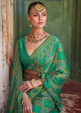 Keppel Green Printed Soft Silk Saree