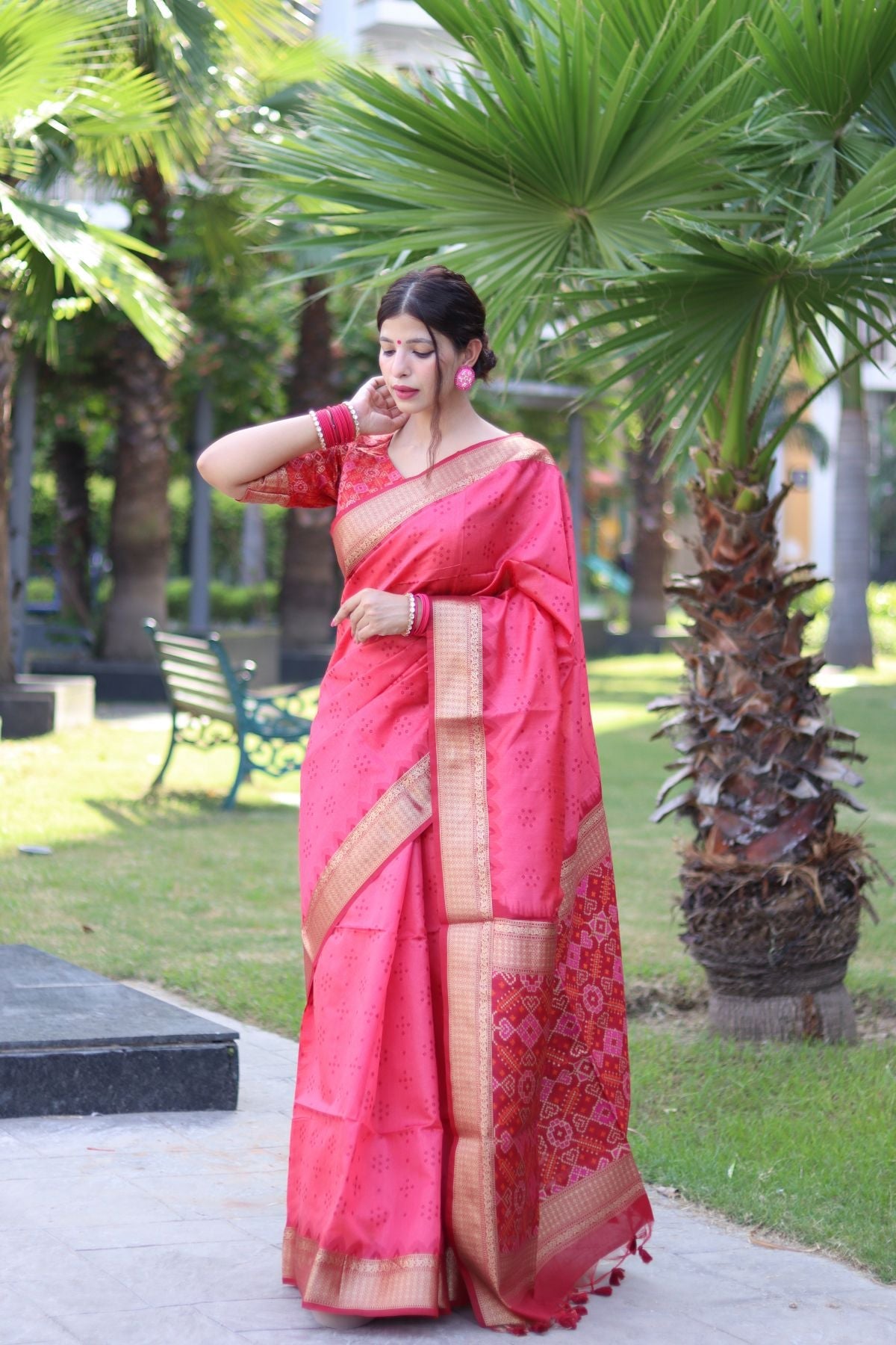 Buy MySilkLove Cherry Pink Soft Tussar Silk Saree Online