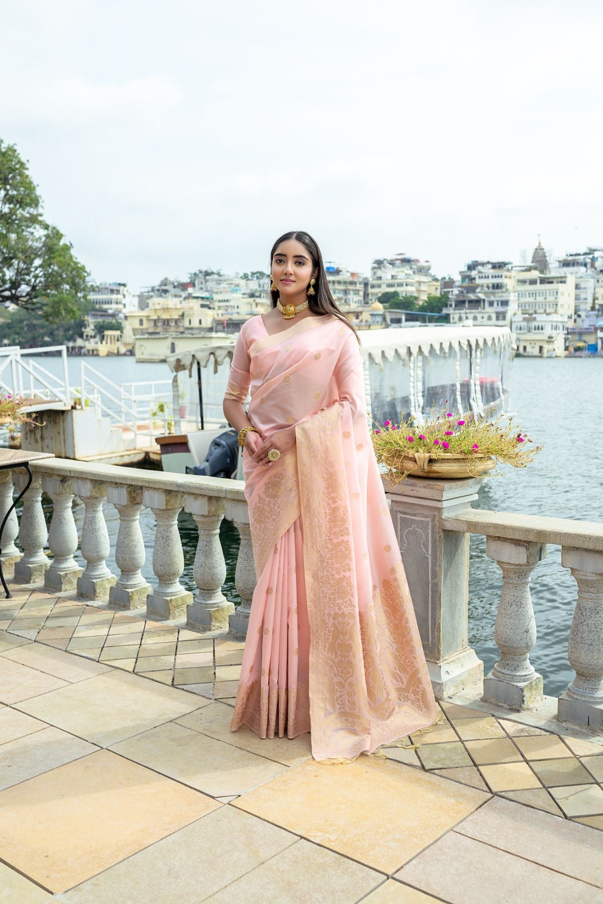 Buy MySilkLove Tonys Pink Banarasi Soft Silk Saree Online