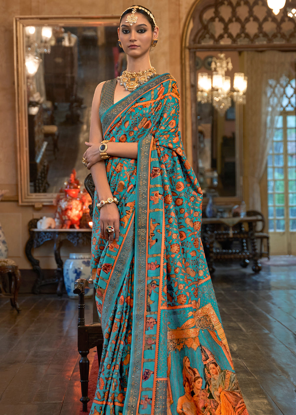 Buy MySilkLove Astral Blue Digital Printed Patola Saree Online