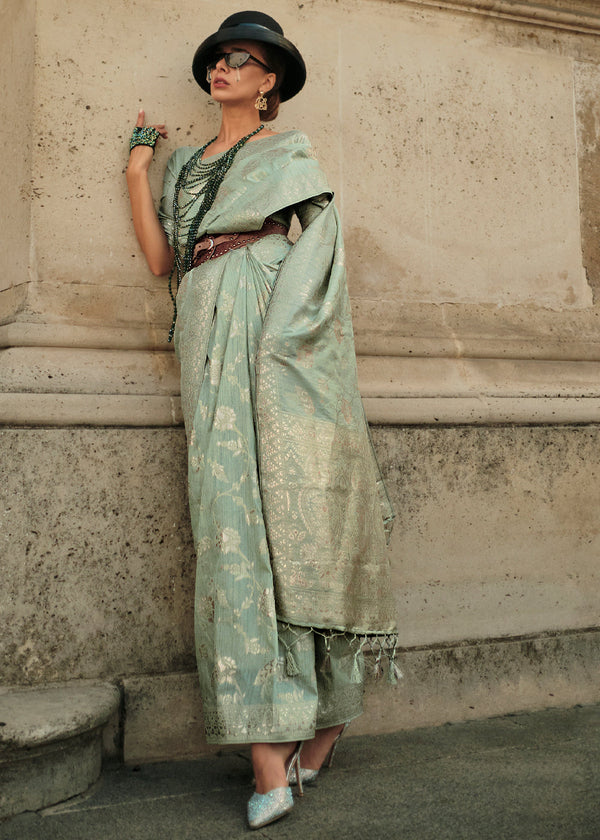 Sprout Green Zari Woven Banarasi Saree