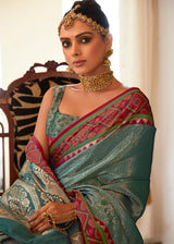 Mineral Green Woven Kanjivaram Silk Saree