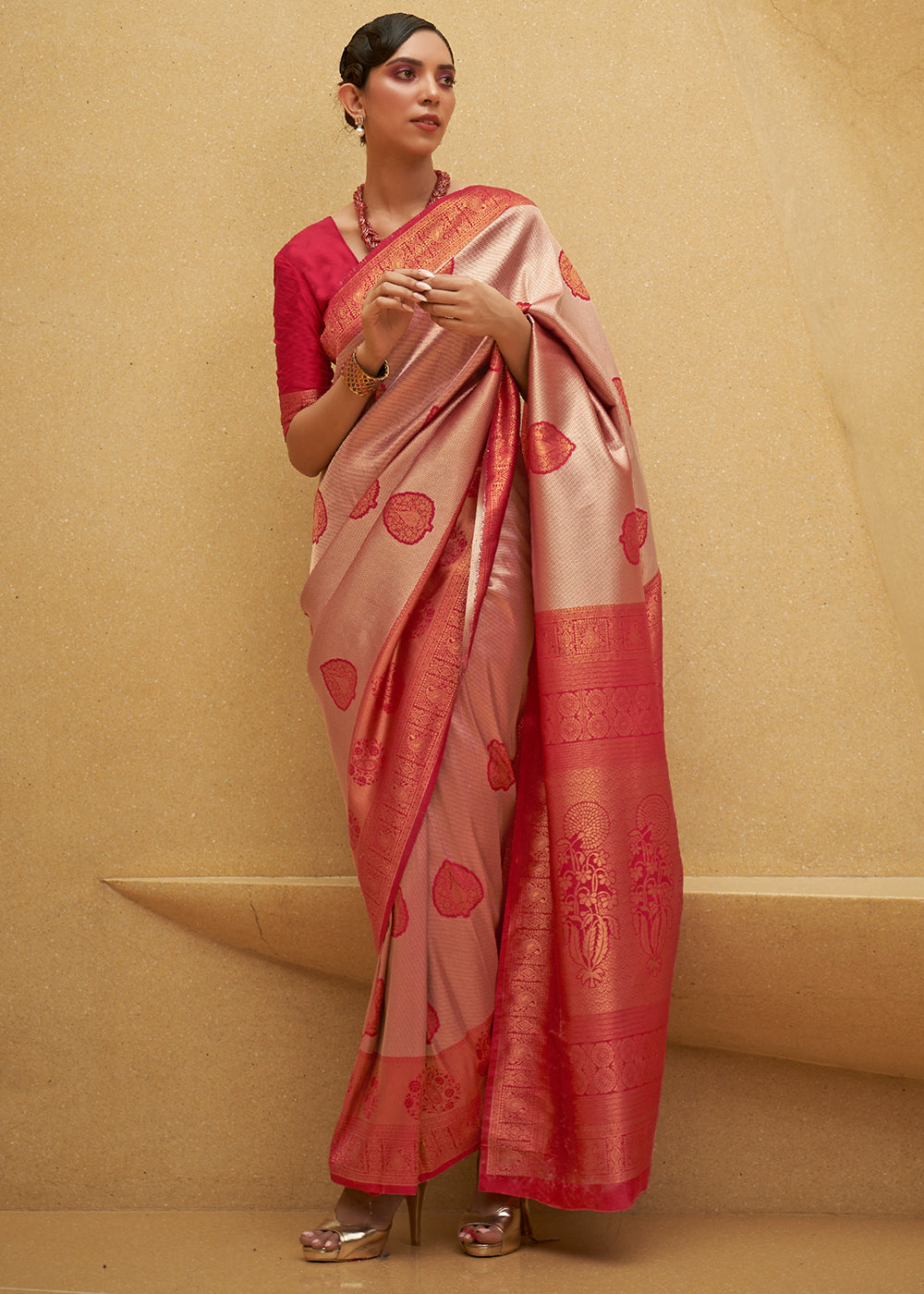 Buy MySilkLove Crail Red Two Tone Woven Silk Saree Online