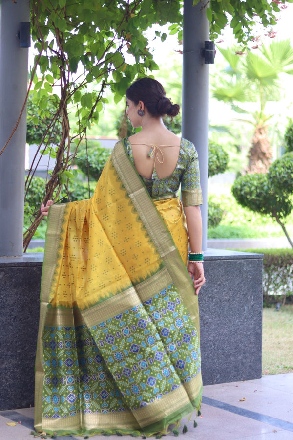 Equator Yellow Soft Tussar Silk Saree