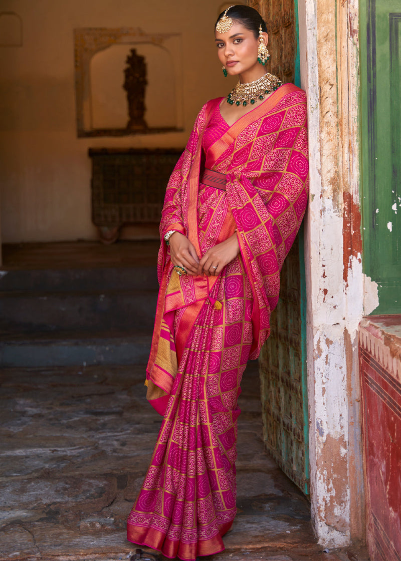 French Rose Printed Soft Silk Saree