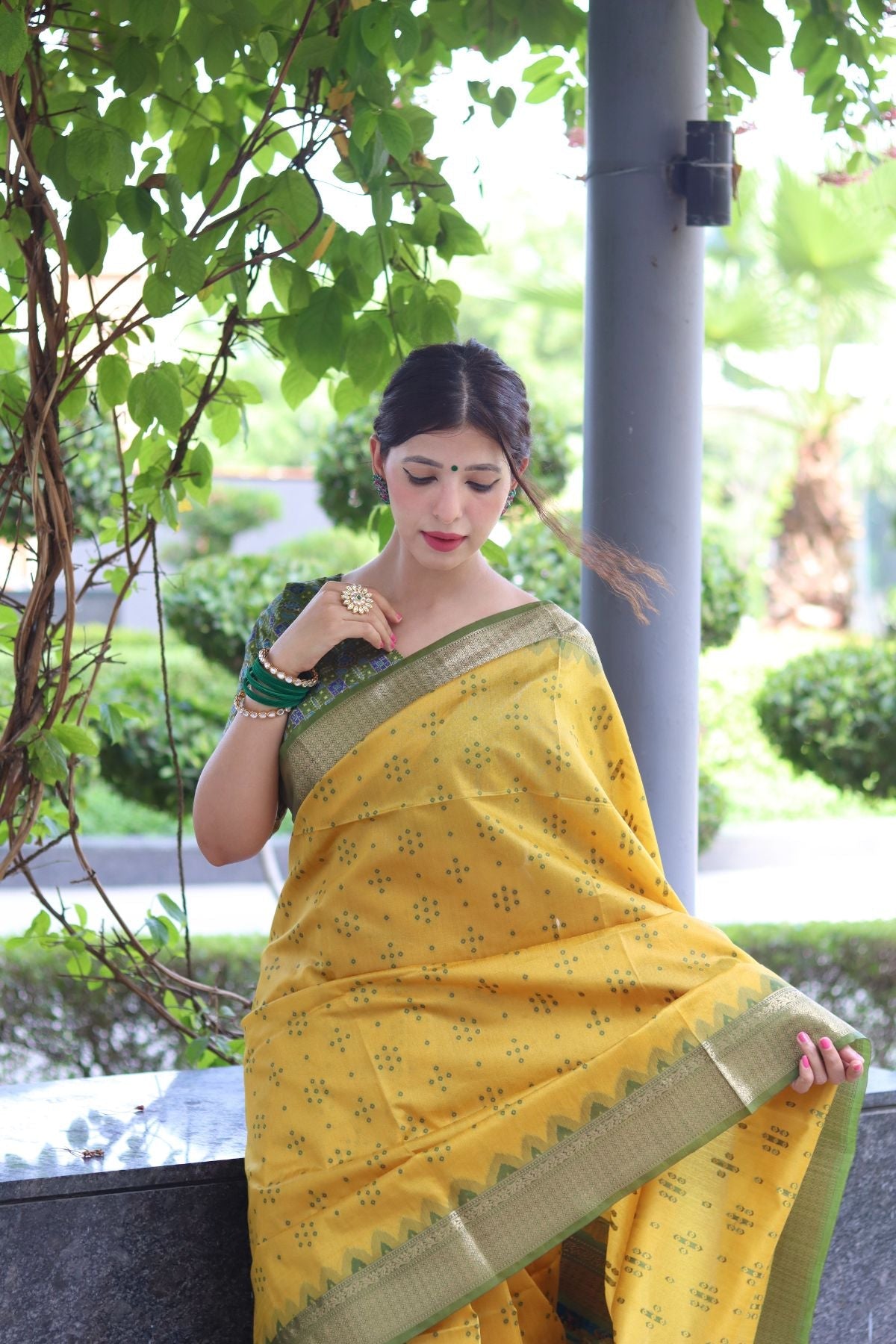 Buy MySilkLove Equator Yellow Soft Tussar Silk Saree Online