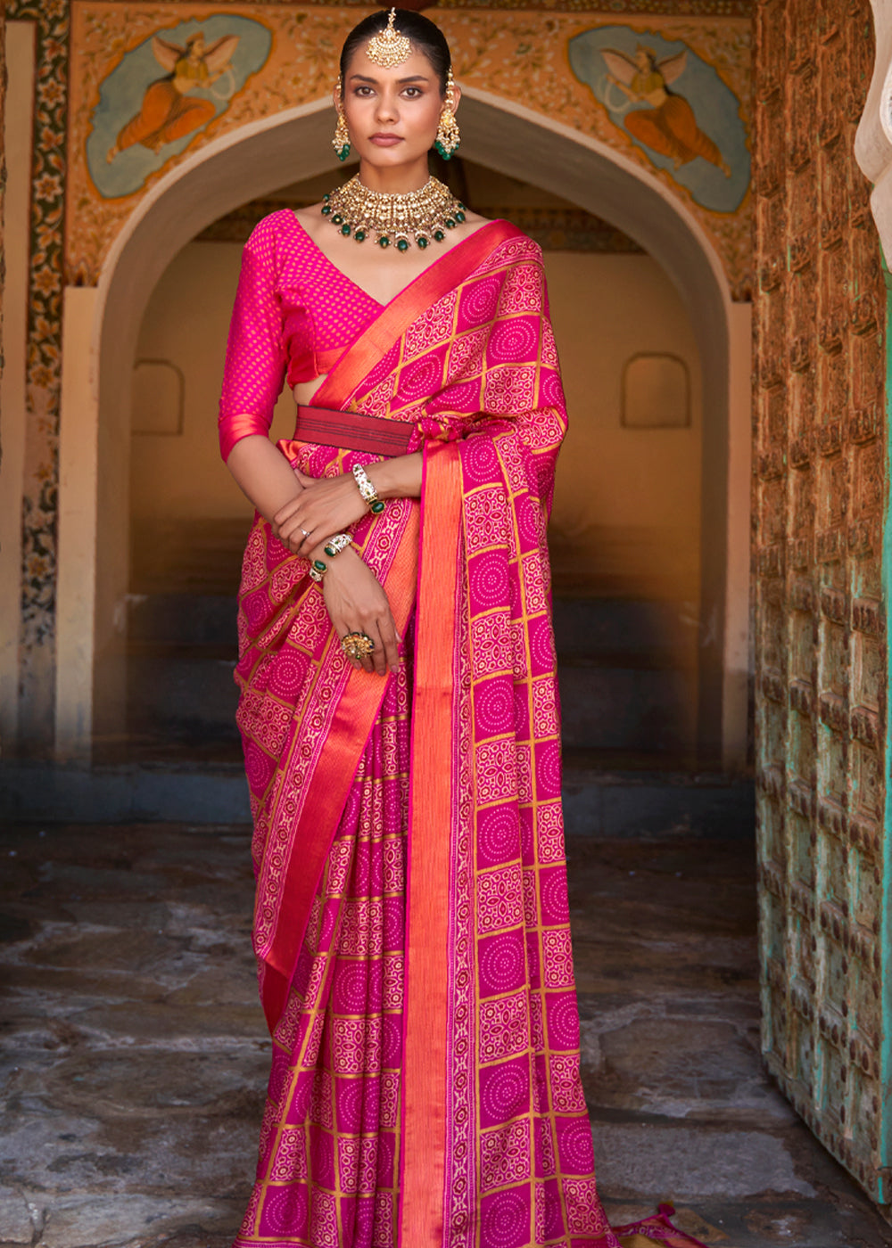 Buy MySilkLove French Rose Printed Soft Silk Saree Online