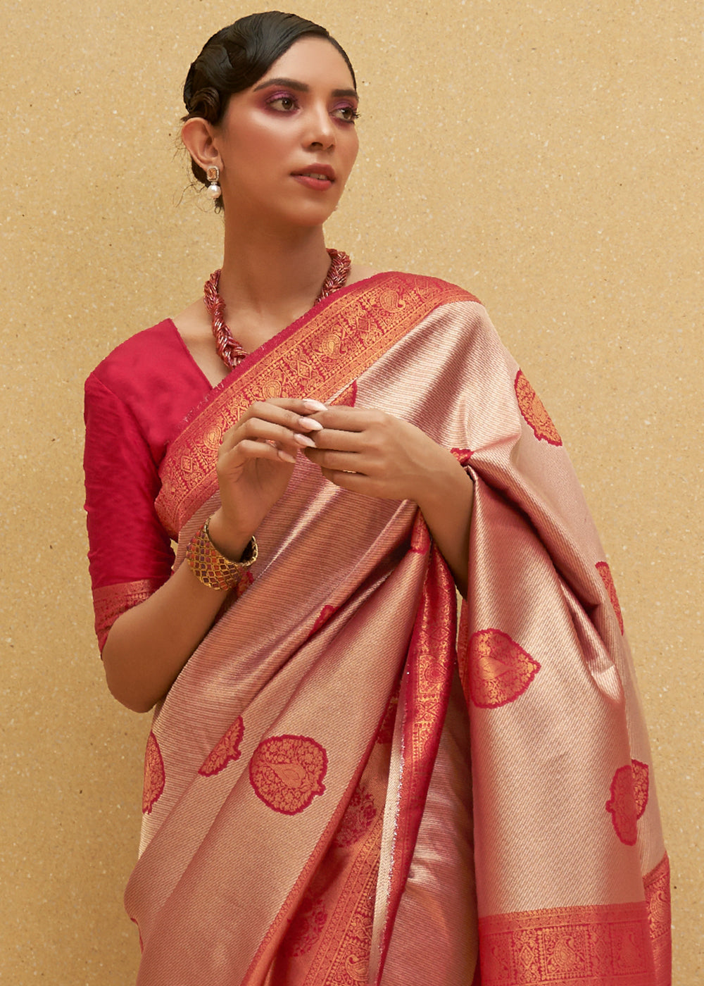 Buy MySilkLove Crail Red Two Tone Woven Silk Saree Online