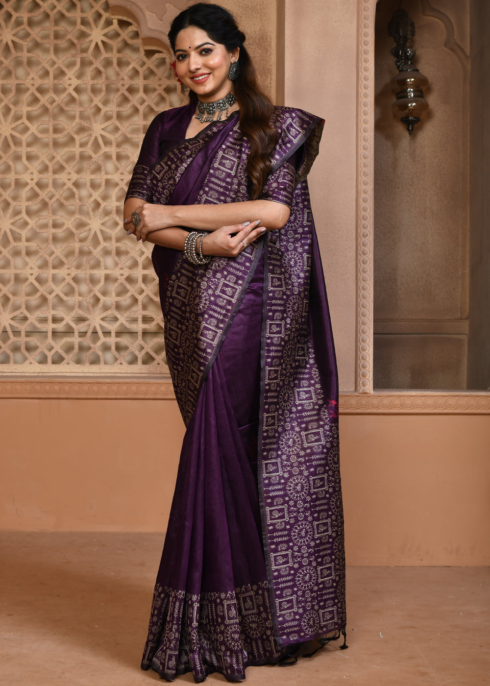 Buy MySilkLove Falcon Purple Woven Handloom Cotton Saree Online