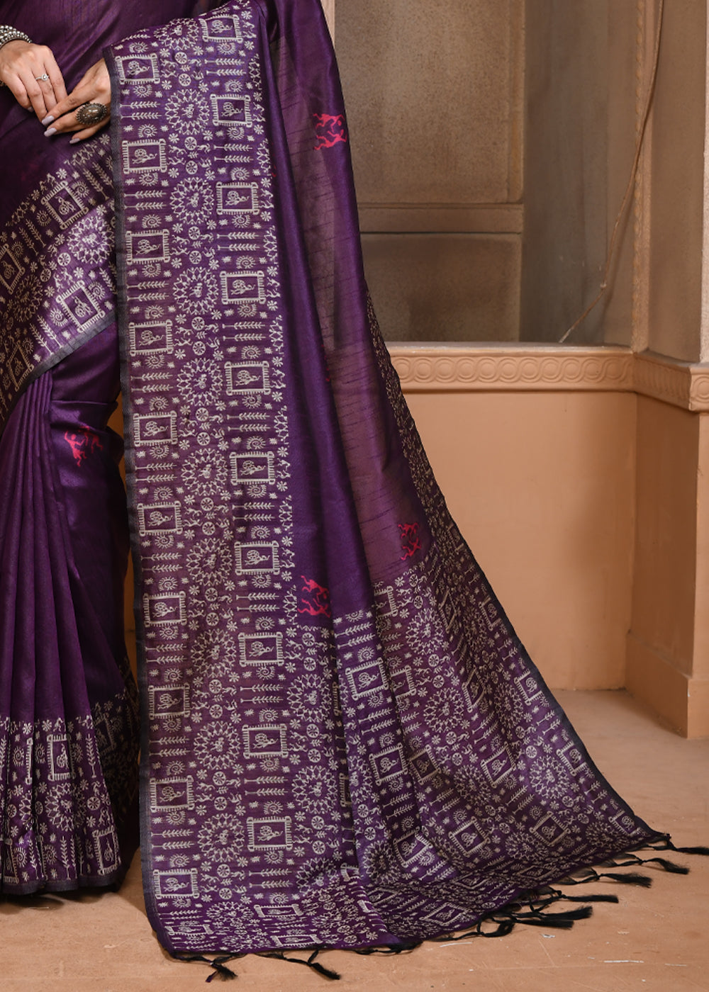 Buy MySilkLove Falcon Purple Woven Handloom Cotton Saree Online