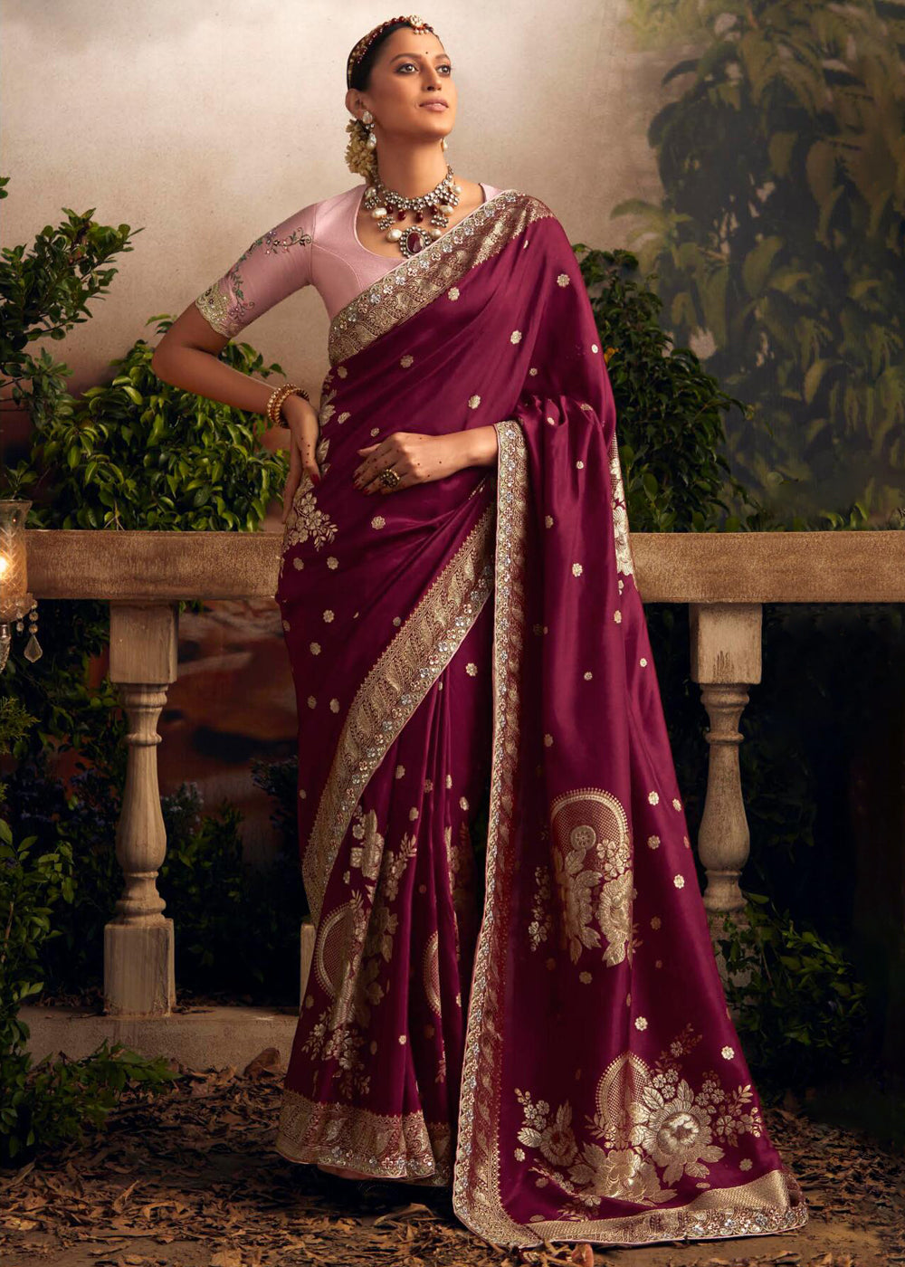 Buy MySilkLove Persian Plum Purple Woven Banarasi Designer Silk Saree Online