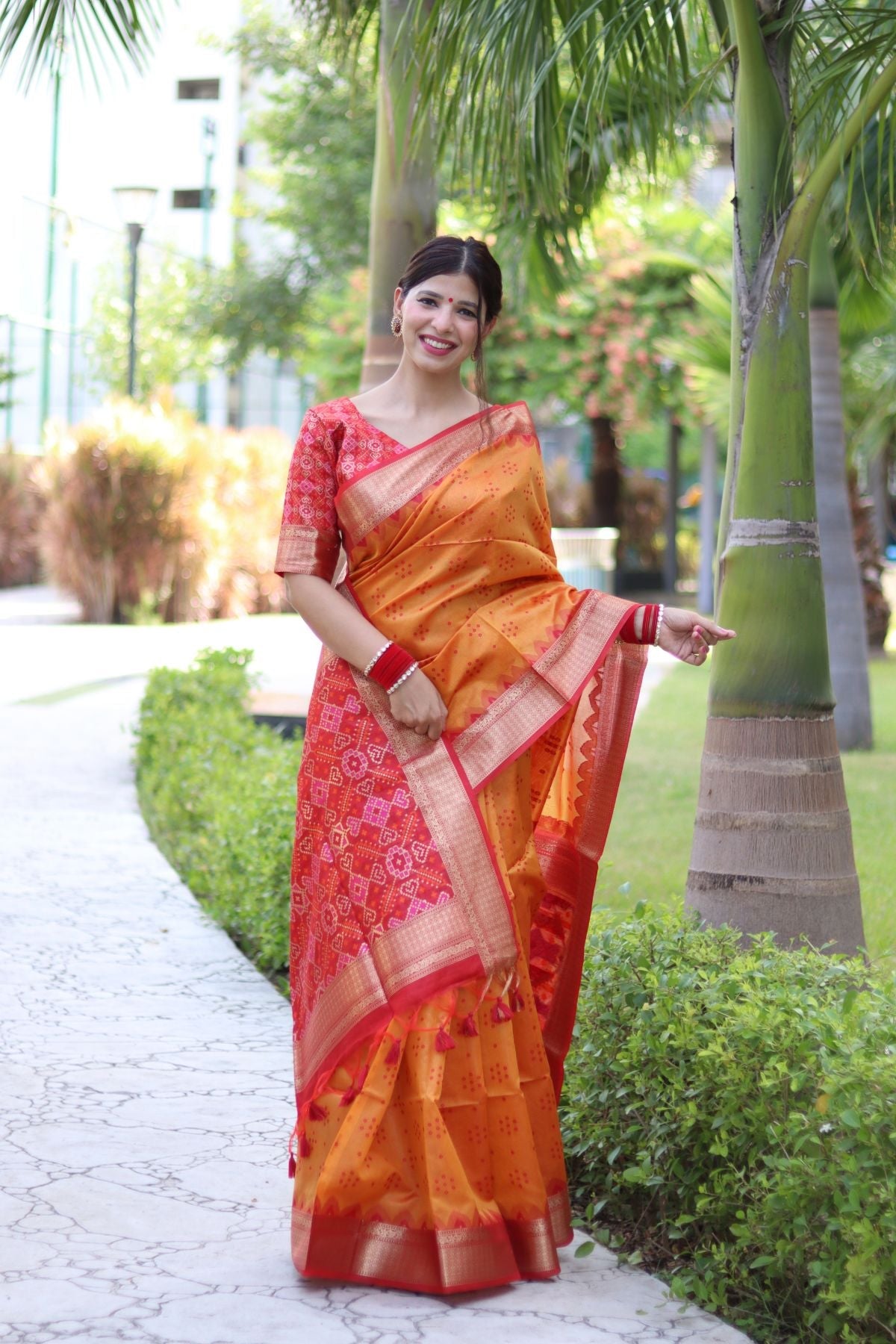 Buy MySilkLove Porsche Orange Soft Tussar Silk Saree Online