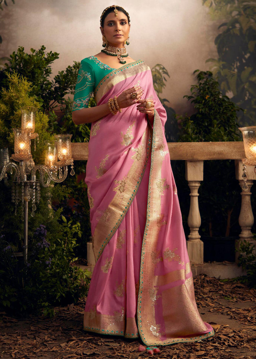 Buy MySilkLove New York Pink Woven Banarasi Designer Silk Saree Online