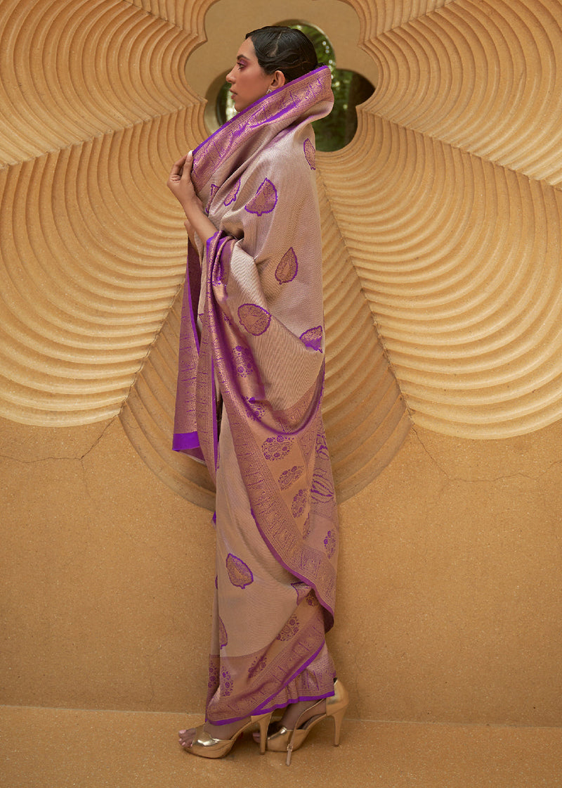 Rose Dust Purple Two Tone Woven Silk Saree