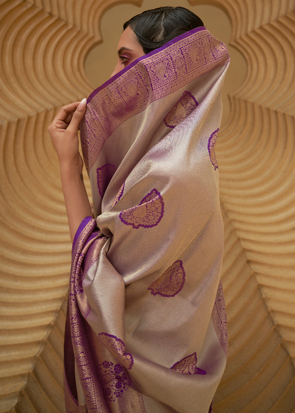 Buy MySilkLove Rose Dust Purple Two Tone Woven Silk Saree Online