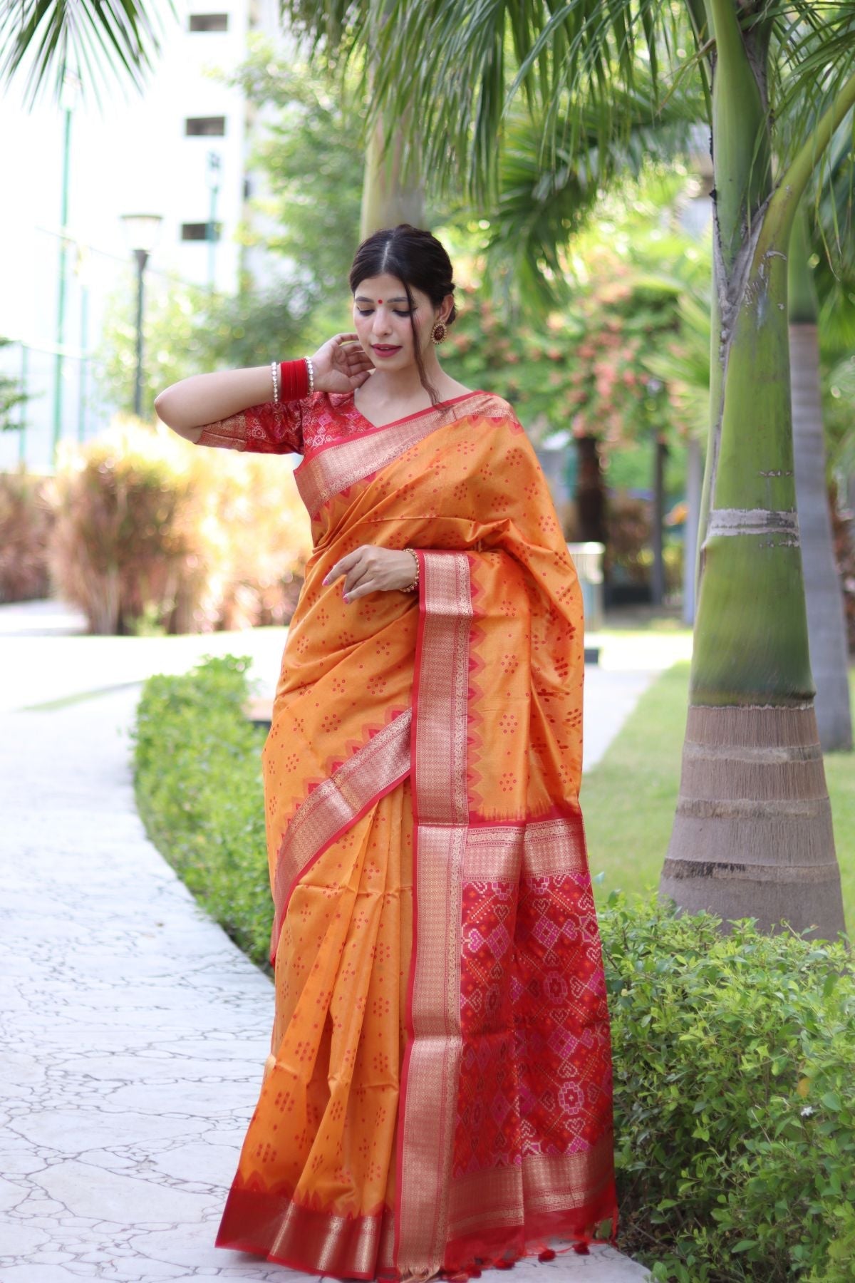 Buy MySilkLove Porsche Orange Soft Tussar Silk Saree Online