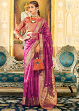Mystic Pearl Purple Woven Banarasi Organza Silk Saree