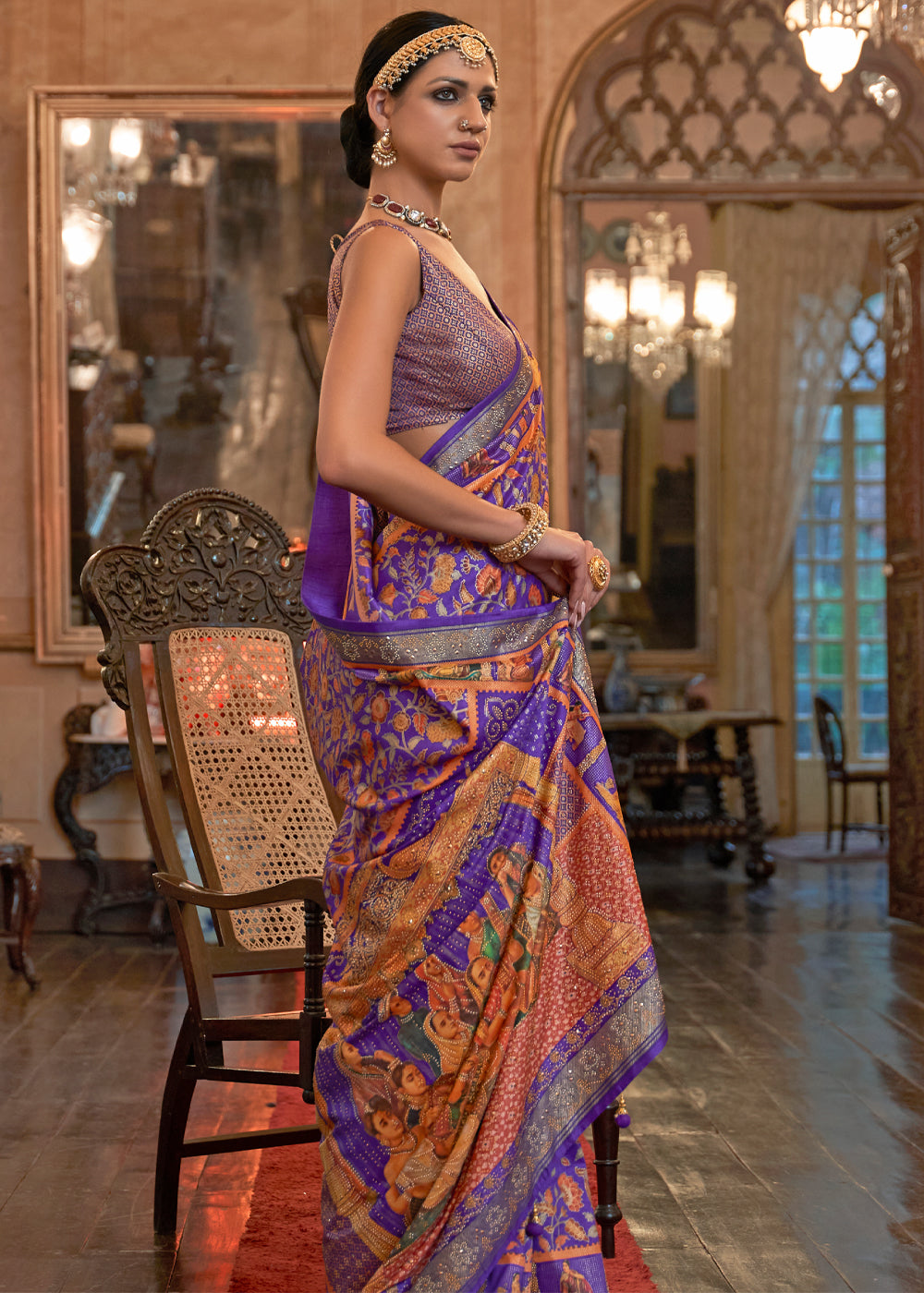 MySilkLove Jacarta Purple Woven Digital Printed Patola Saree