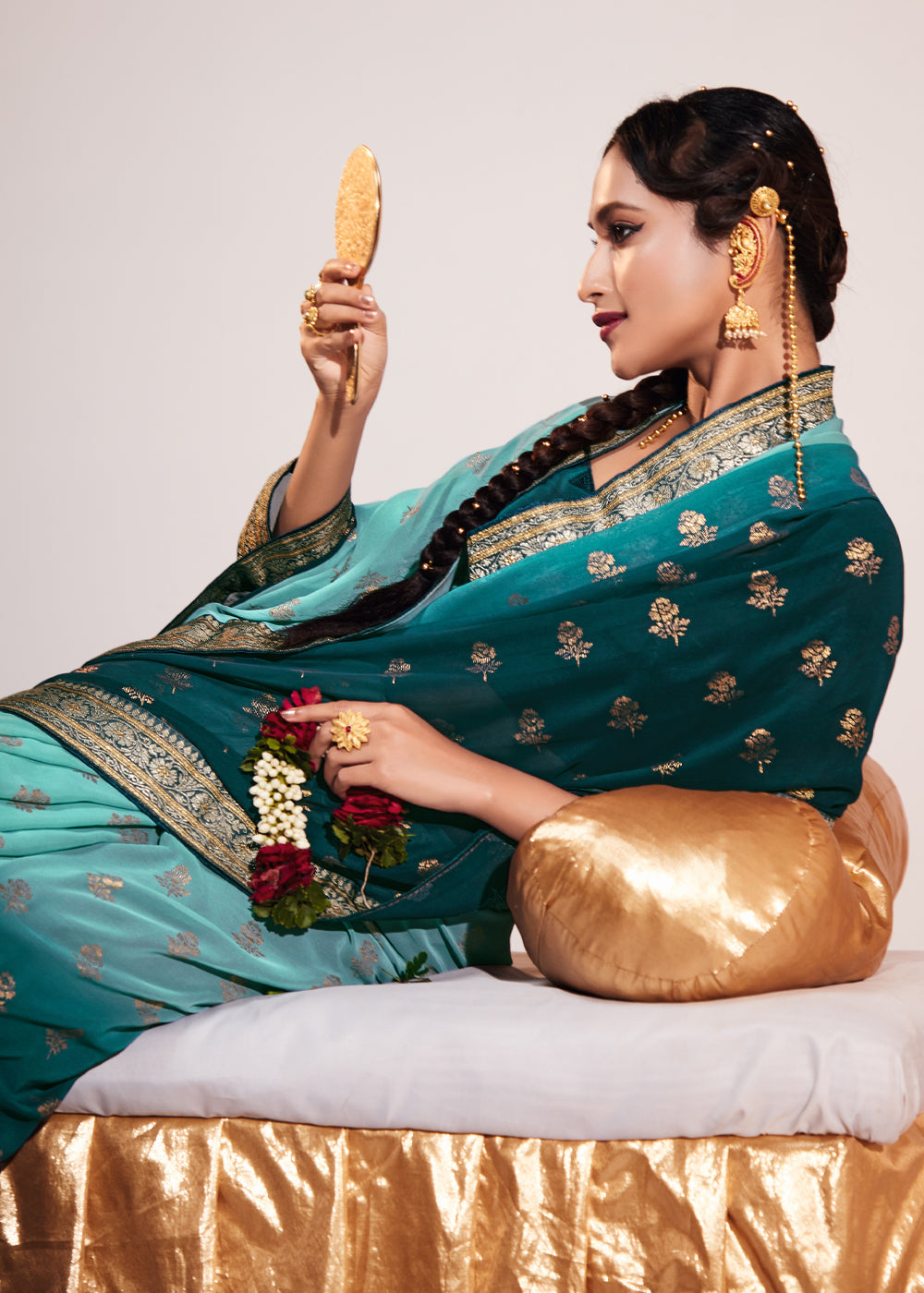 Buy MySilkLove Keppel Blue Woven Georgette Silk Saree Online