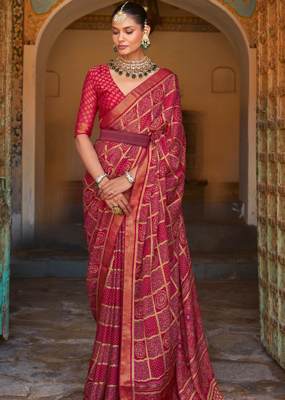 Buy MySilkLove Brick Red Printed Soft Silk Saree Online