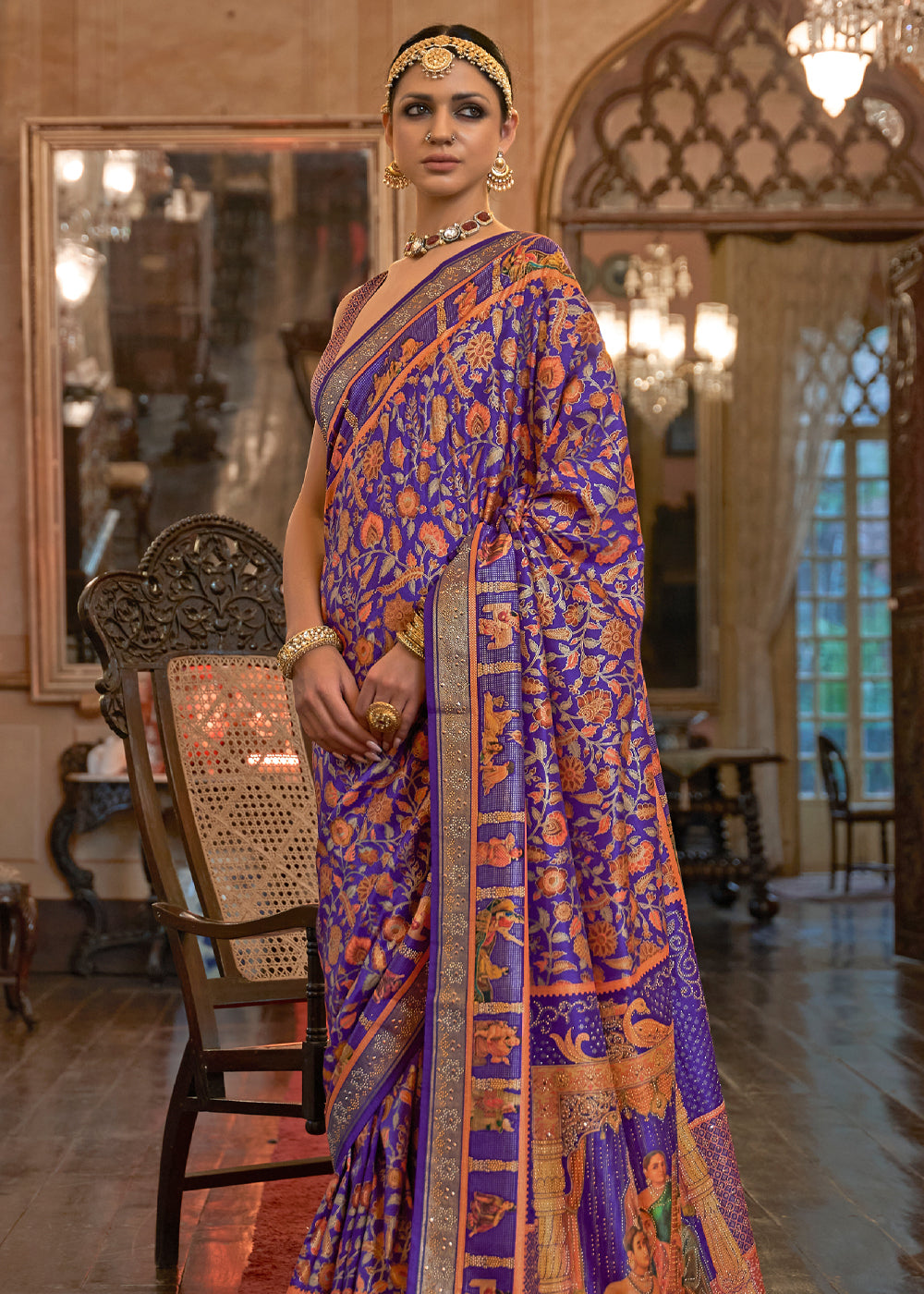 Buy MySilkLove Jacarta Purple Woven Digital Printed Patola Saree Online