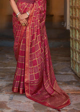 Brick Red Printed Soft Silk Saree