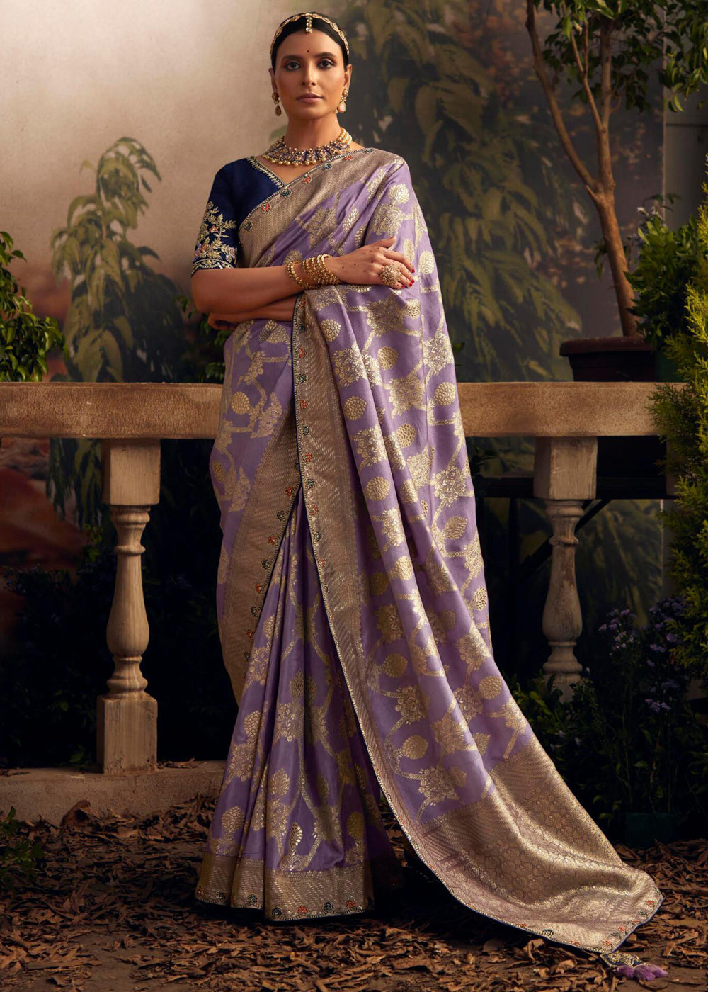 Buy MySilkLove Falcon Lavender Woven Banarasi Designer Silk Saree Online