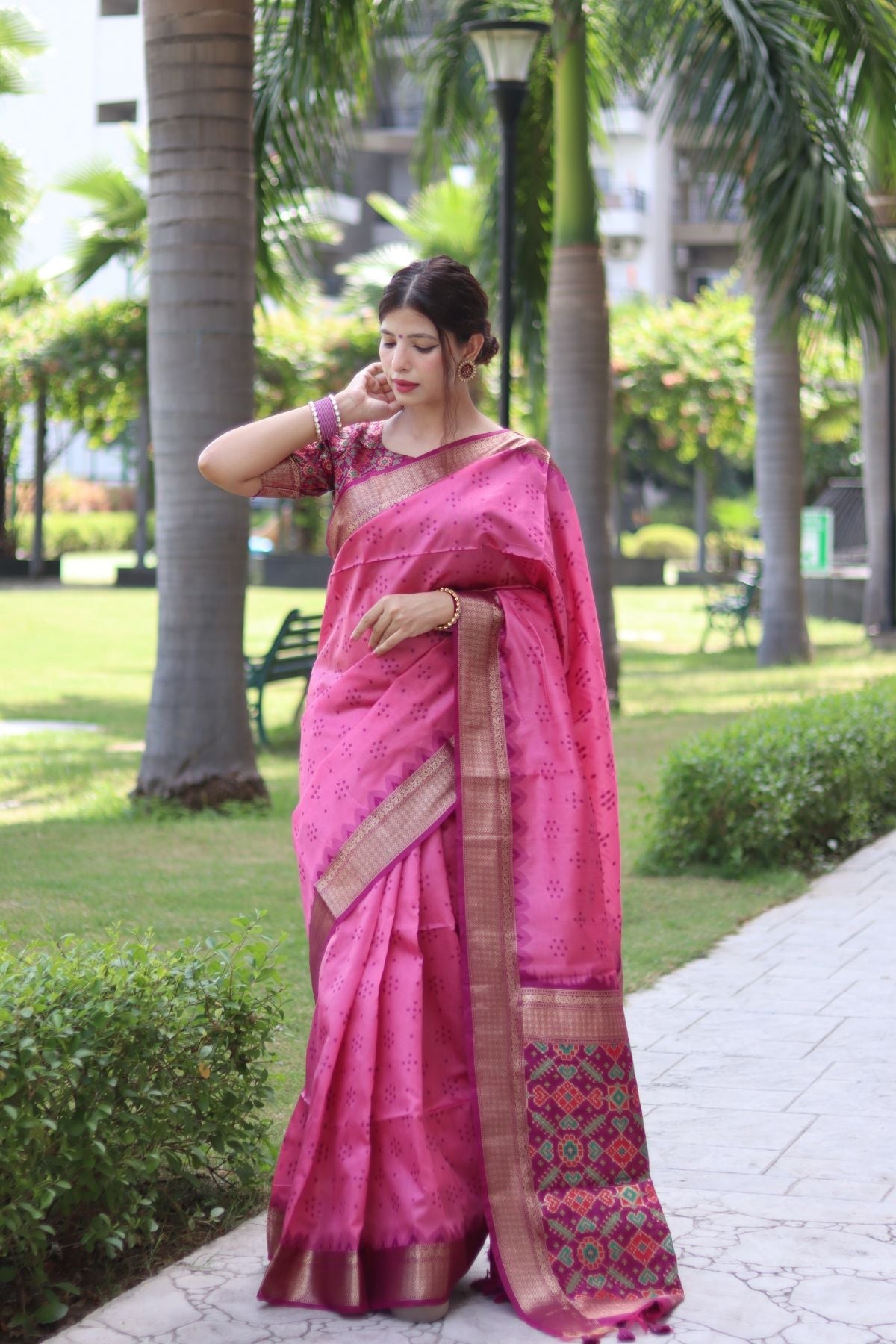 Buy MySilkLove Hopbush Pink Soft Tussar Silk Saree Online