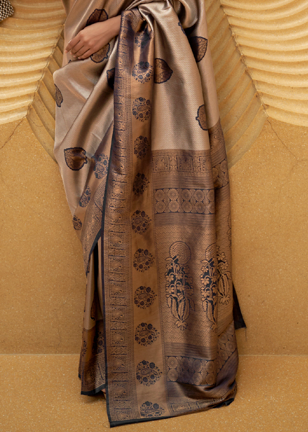 Buy MySilkLove Eunry Brown and Black Two Tone Woven Silk Saree Online