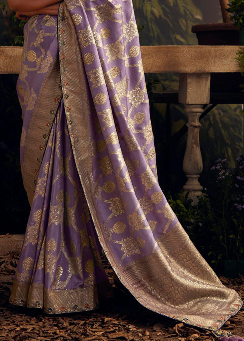 Buy MySilkLove Falcon Lavender Woven Banarasi Designer Silk Saree Online