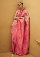 Terracotta Pink Two Tone Woven Silk Saree