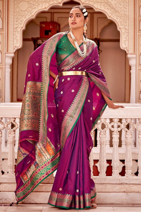 Mystic Purple Zari Woven Banarasi Silk Saree