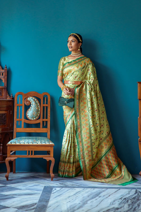 Verdigris Green Banarasi Patola Silk Saree