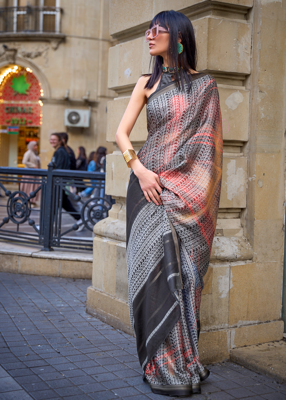 Buy MySilkLove Multicolor Brown Printed Handloom Weaving Saree Online