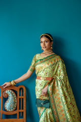 Verdigris Green Banarasi Patola Silk Saree
