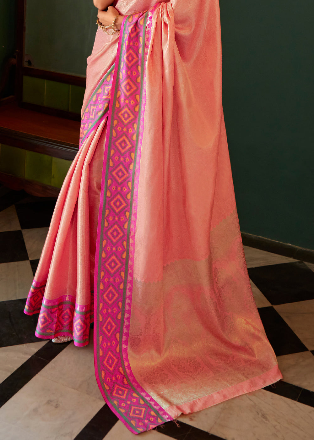 Buy MySilkLove Terracotta Peach Woven Kanjivaram Silk Saree Online