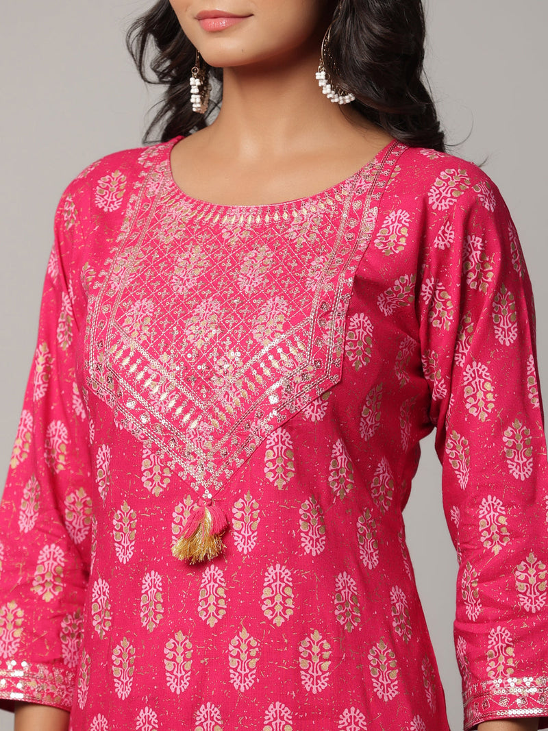 Cerise Pink Fuchsia Dupatta Set