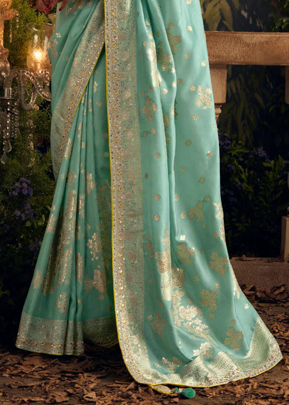 Buy MySilkLove Shadow Green Woven Banarasi Designer Silk Saree Online