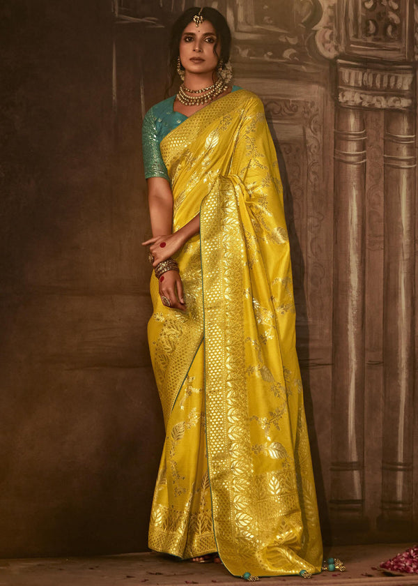 Tacha Yellow Woven Designer Banarasi Silk Saree