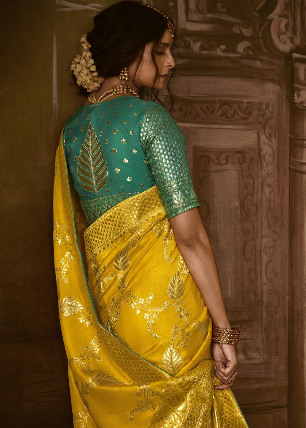MySilkLove Tacha Yellow Woven Designer Banarasi Silk Saree