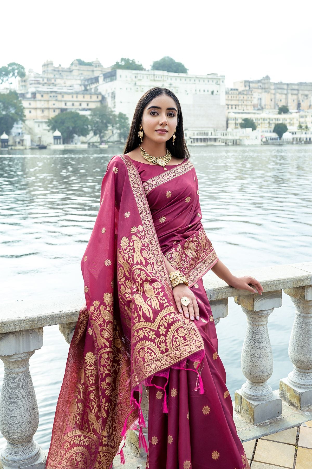 MySilkLove Mocha Maroon Banarasi Soft Silk Saree