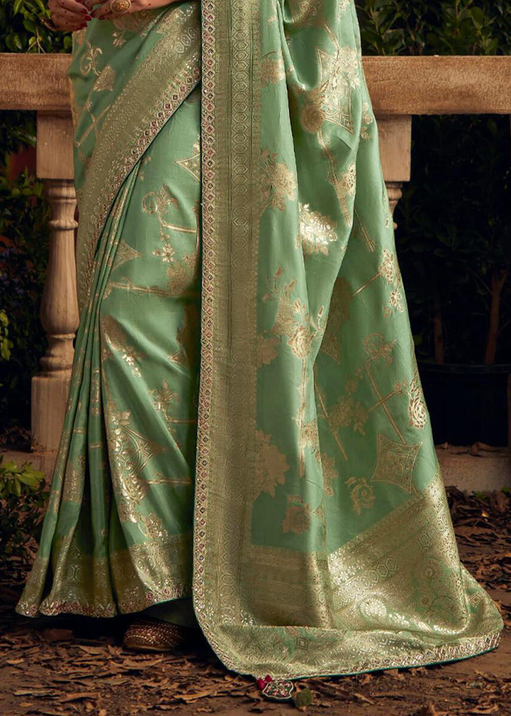 Buy MySilkLove Highland Green Woven Banarasi Designer Silk Saree Online